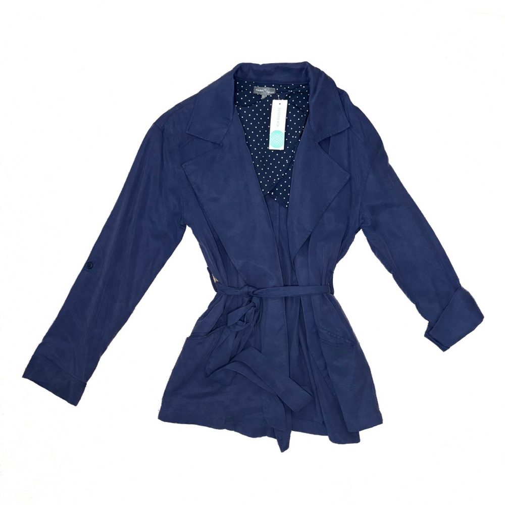 Market & Spruce Navy Belted Trench Coat